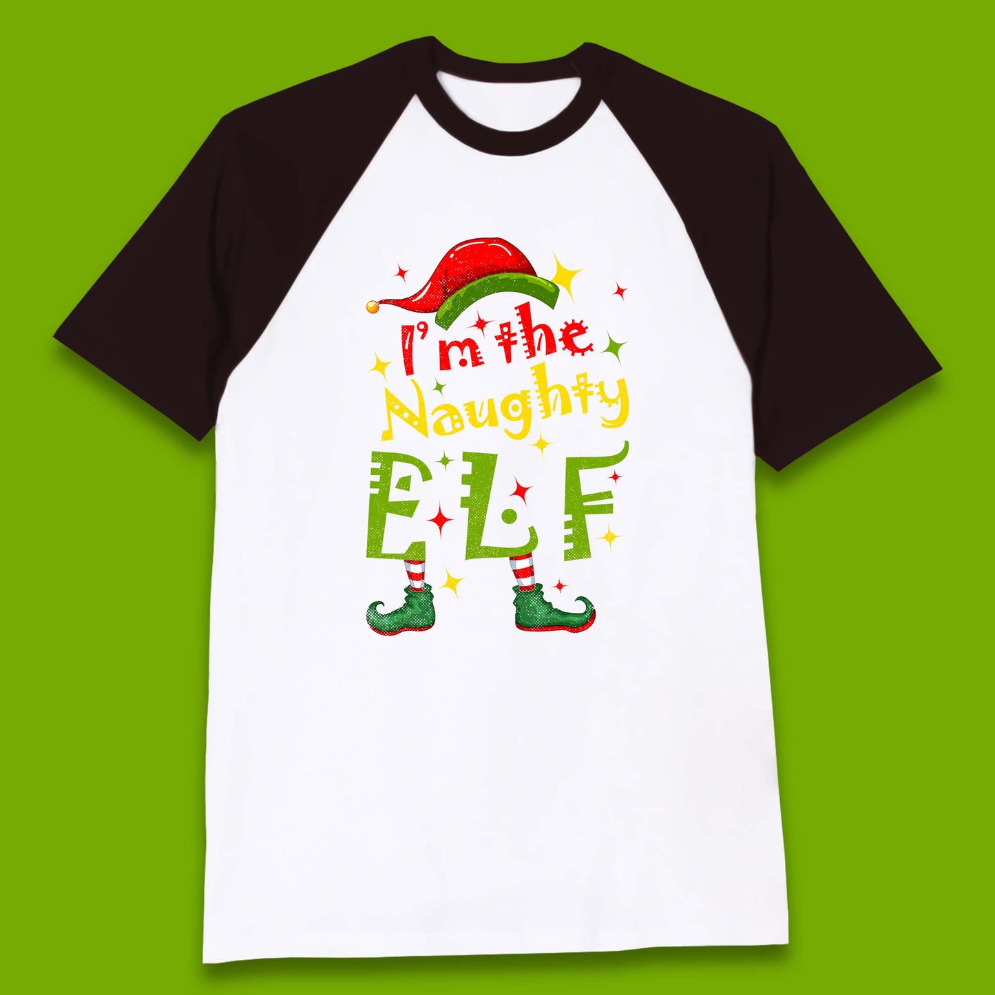 naughty elf baseball t shirt