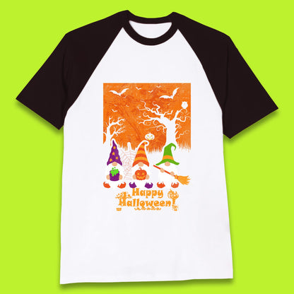 Happy Halloween Gnomies Spooky Witch Gnomes Scary Halloween Trees Gnome Lover Baseball T Shirt