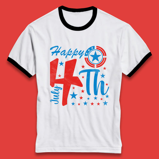 Happy 4th July United States Of America Independence Day Patriotic Celebration Fourth Of July Ringer T Shirt
