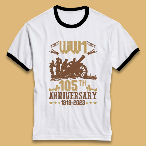WW1 105th Anniversary 1918-2023 End Of World War I Remembrance Day Ringer T Shirt