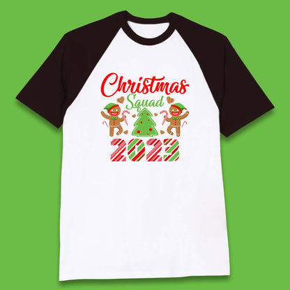 Christmas Squad 2023 Christmas Tree Xmas Gingerbread Man with Candy Cane Baseball T Shirt