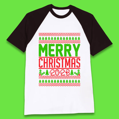 Merry Christmas 2023 Winter Holiday Festive Celebration Xmas Gift Baseball T Shirt