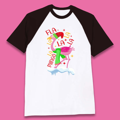 Fa La La La Mingo Pink Flamingo Christmas Baseball T Shirt