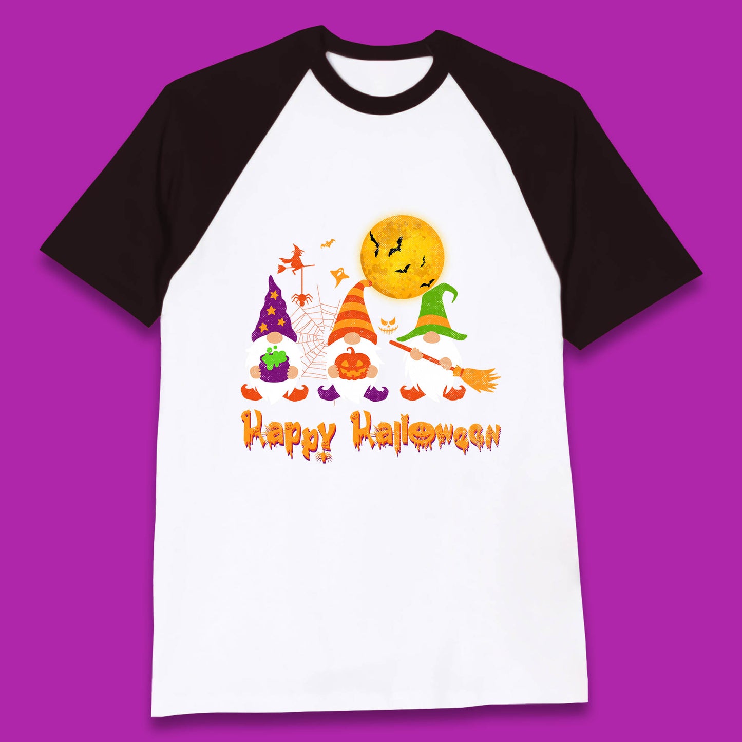 Happy Halloween Gnomies Spooky Witch Gnomes Scary Gnome Lover Baseball T Shirt