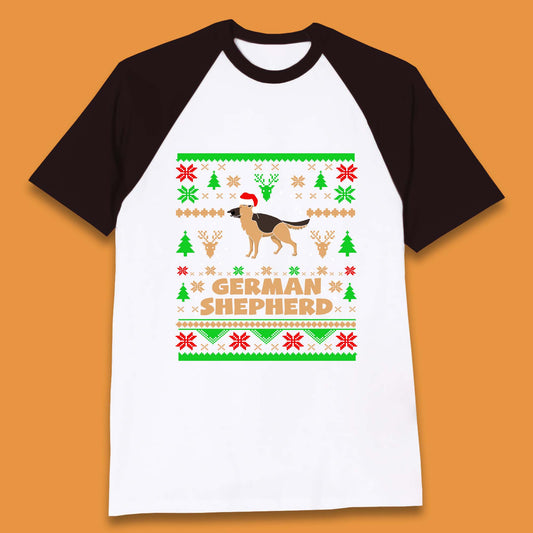 German Shepherd Dog Christmas Baseball T-Shirt