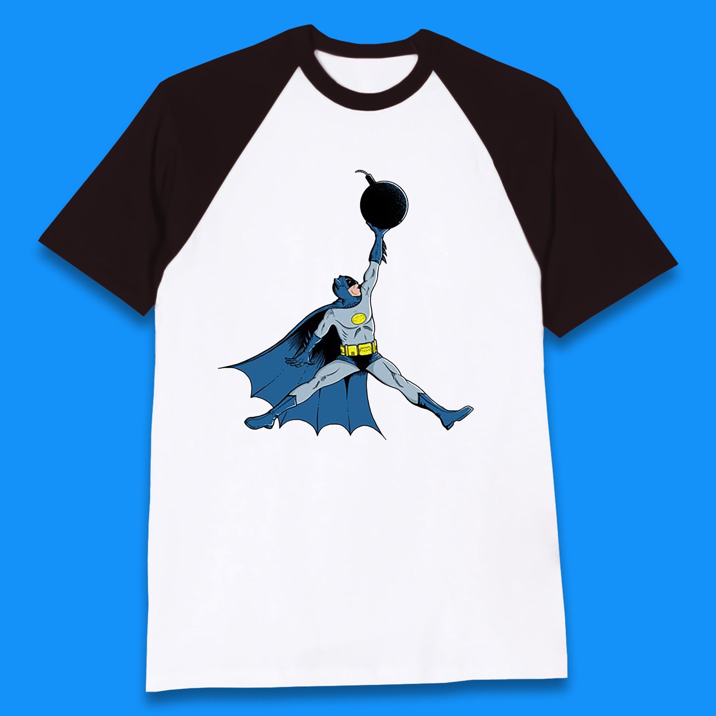 Superhero Batman Jordan Spoof DC Comics Action Adventure Movie Character Baseball T Shirt