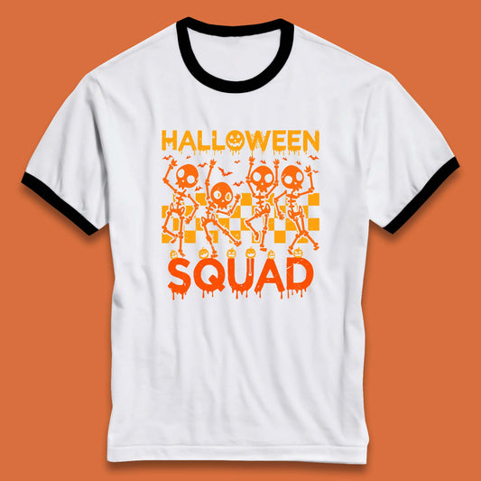 Halloween Squad Dancing Skeletons Squad Goals Dancing Halloween Skull Ringer T Shirt