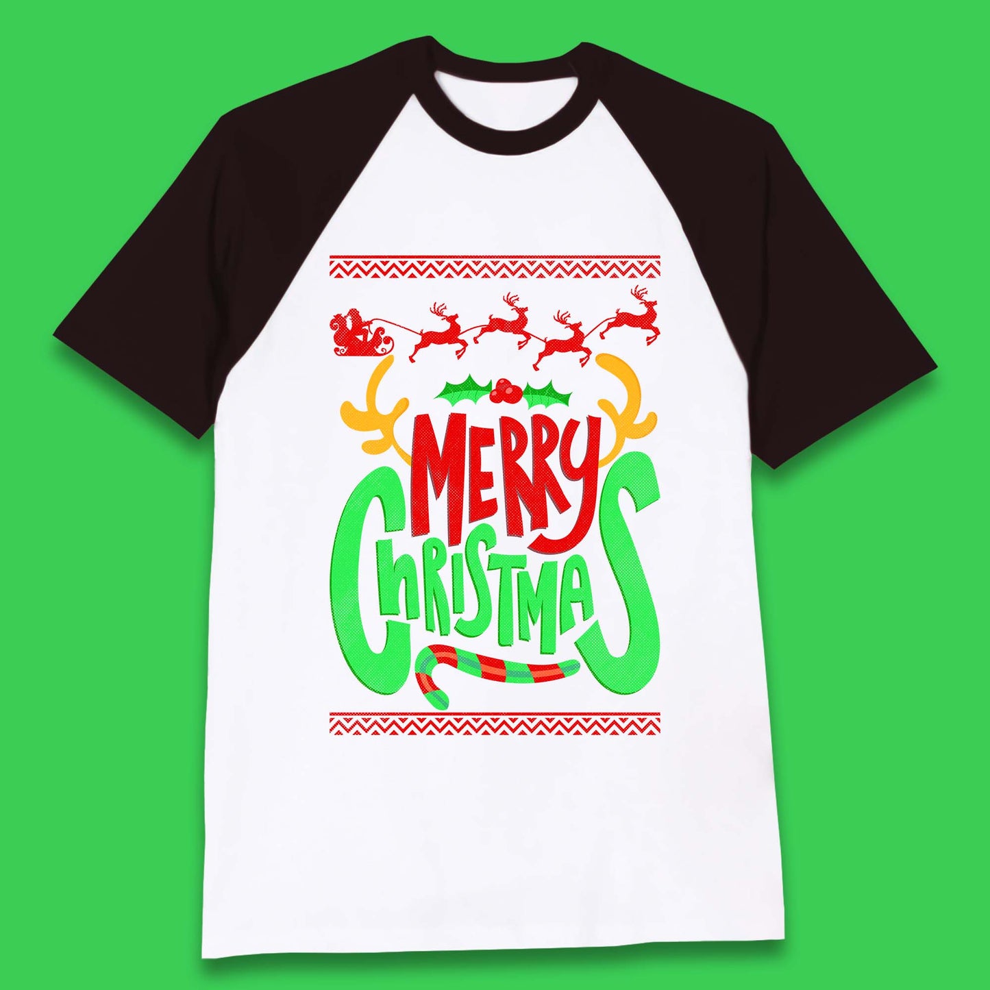 christmas reindeer antlers baseball t shirt