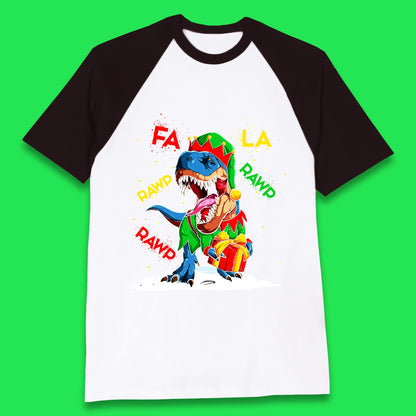 christmas dinosaur baseball t shirt