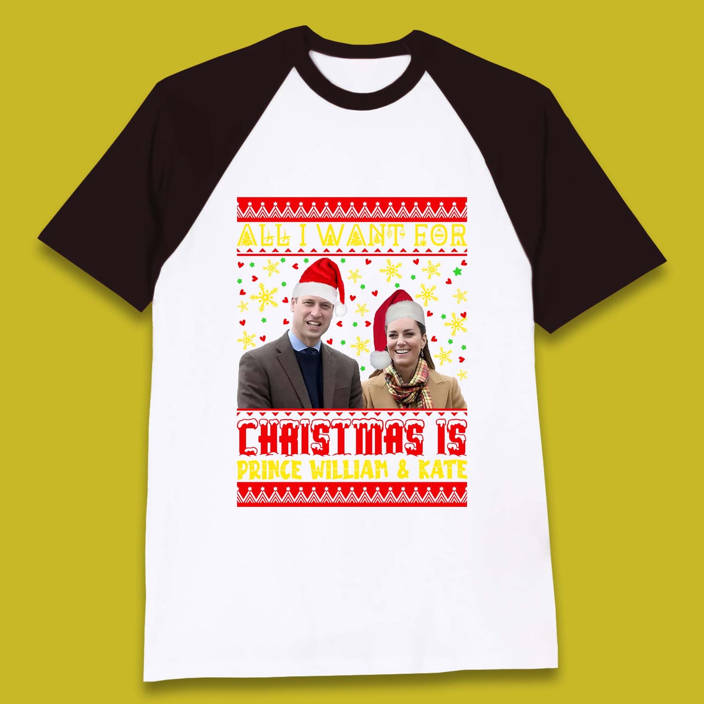 Prince William & Kate Christmas Baseball T-Shirt