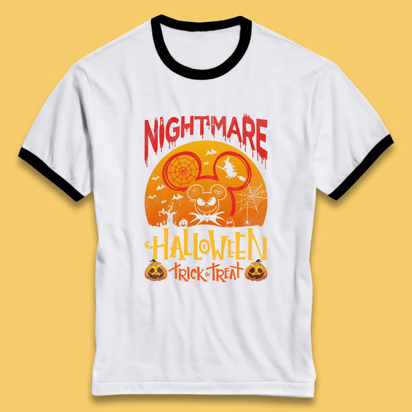 Halloween Nightmare Disney Mickey Mouse Jack Skellington The Nightmare Before Christmas Ringer T Shirt
