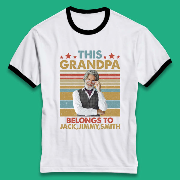 Personalised This Grandpa Belongs To Ringer T-Shirt