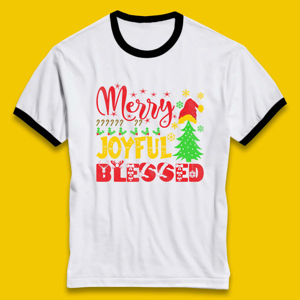 Merry Joyful Blessed Christmas Ringer T-Shirt