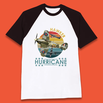 Hawker Hurricane UK Vintage WWII RAF Fighter Jet British Aircraft Royal Air Force Remembrance Day Baseball T Shirt