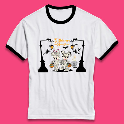 Nightmare On Main Street Disney Halloween Mickey Minnie Mouse Mummy Disneyland Trip Ringer T Shirt