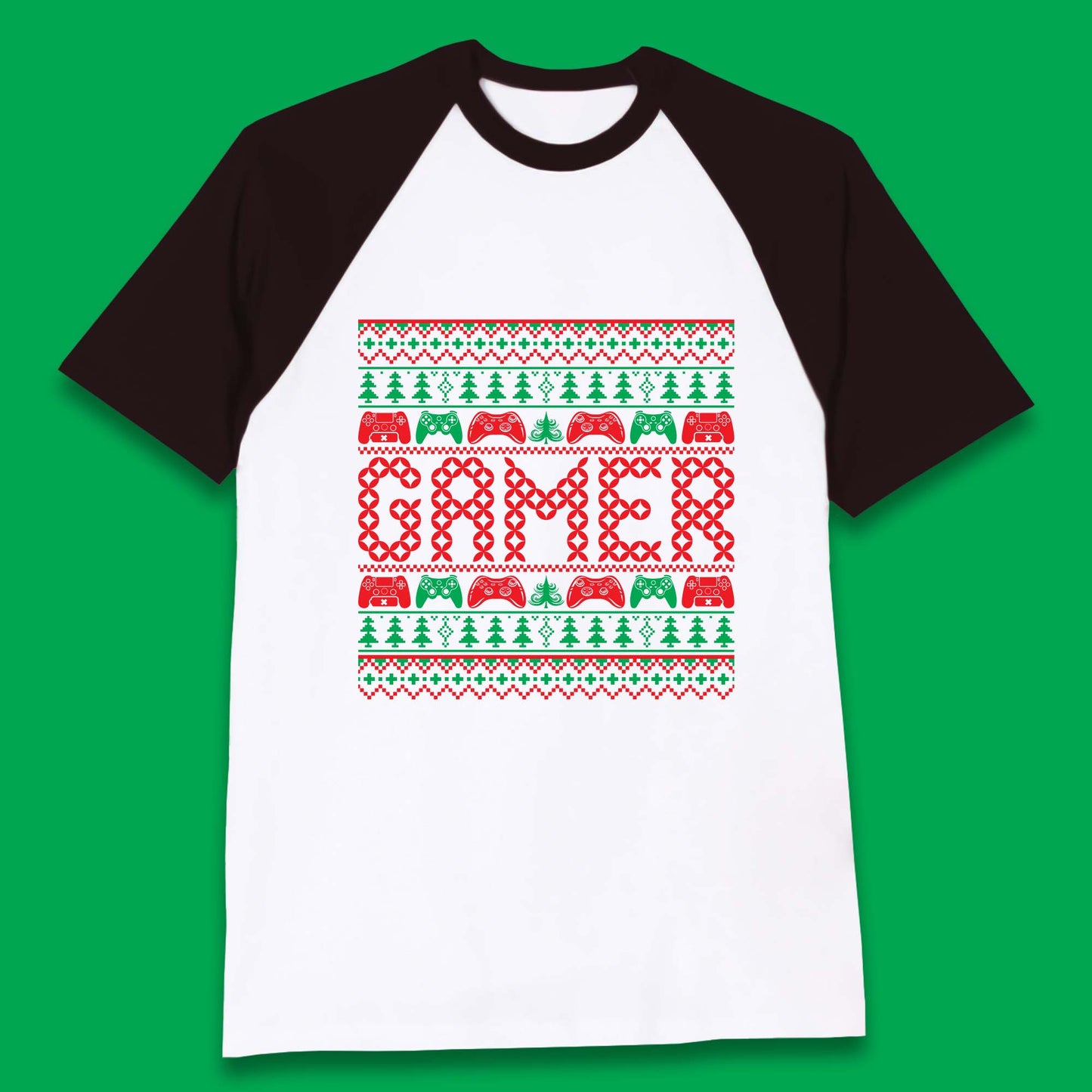 gamer controller christmas baseball t shirt