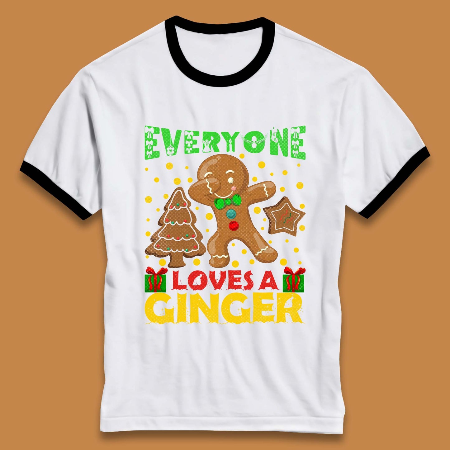 Dabbing Gingerbread Christmas Ringer T-Shirt