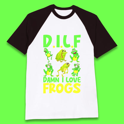 Dilf Damn I Love Frogs Funny Saying Animals Vintage Frog Lover Baseball T Shirt