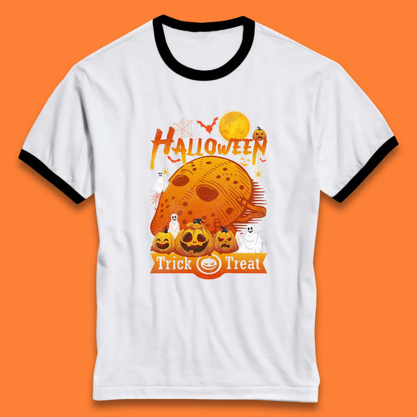 Happy Halloween Jason Voorhees Face Mask Halloween Friday The 13th Horror Movie Halloween Pumpkins Ringer T Shirt