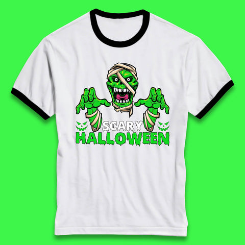 Scary Halloween Skull Zombie Mummy Horror Monster Zombie Hands Scary Vibes Ringer T Shirt