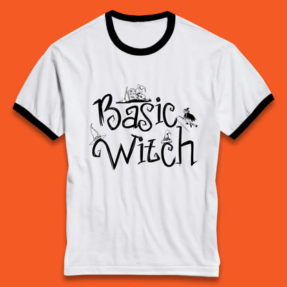 Basic Witch Funny Halloween Witch Horror Spooky Season Ringer T Shirt