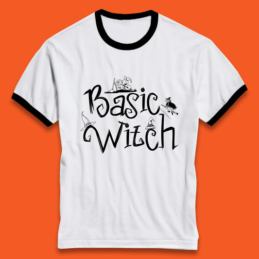 Basic Witch Funny Halloween Witch Horror Spooky Season Ringer T Shirt