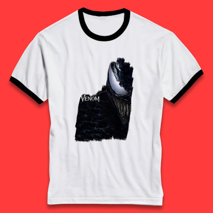 Angry Venom Amoled Half Face And Body Logo Marvel Avengers Superheros Movie Character Ringer T Shirt
