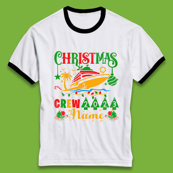 Personalised Cruise Crew Christmas Ringer T-Shirt
