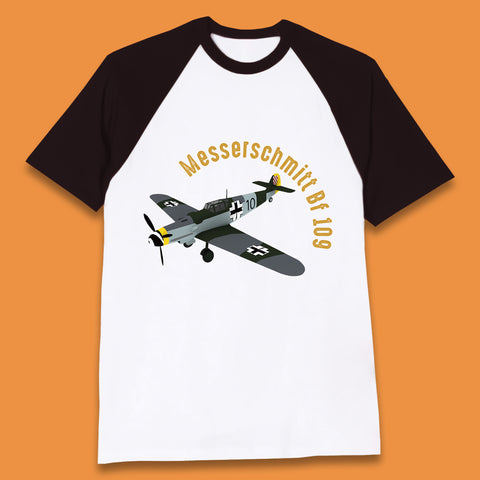 Messerschmitt Bf 109 Fighter Aircraft Vintage Retro Military Fighter Jets World War Remembrance Day Baseball T Shirt