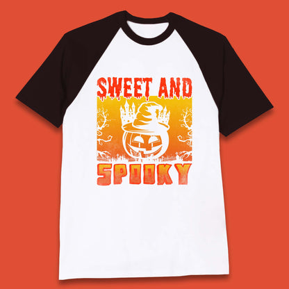 Sweet And Spooky Happy Halloween Witch Hat Pumpkin Horror Scary Season Baseball T Shirt