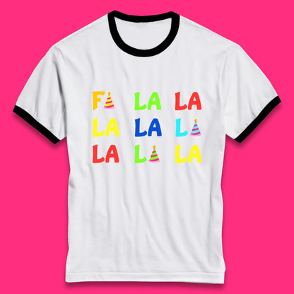 fa la la la christmas song ringer t shirt