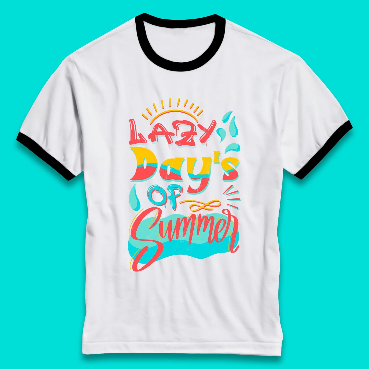 Lazy Days Of Summer Vintage Retro Sunset Surfer Beach Holiday Trip Ringer T Shirt