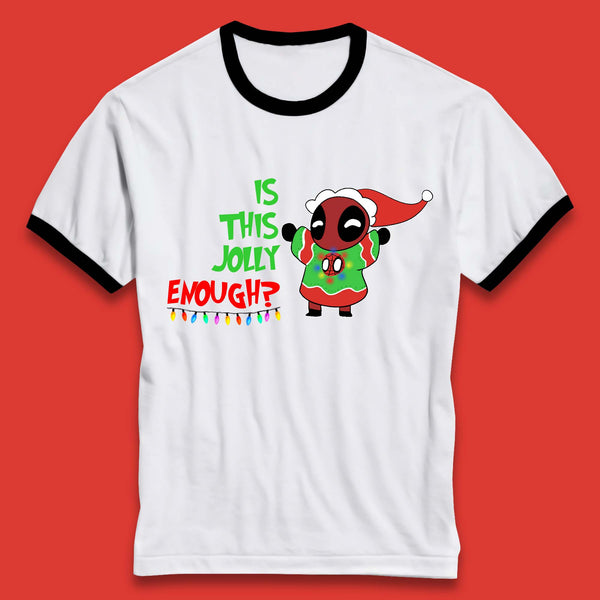 Jolly Enough Deadpool Christmas Ringer T-Shirt
