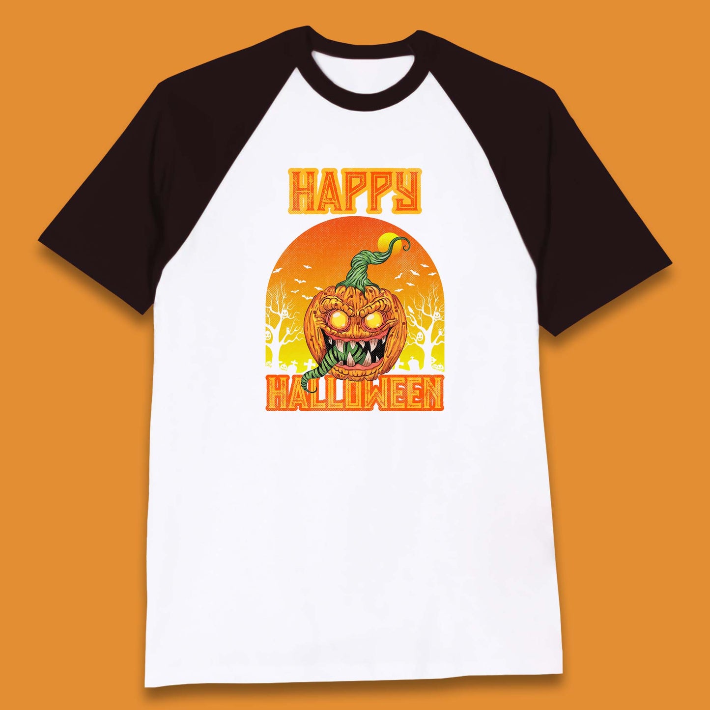 Happy Halloween Zombie Monster Pumpkin Jack-o-lantern Spooky Season Baseball T Shirt