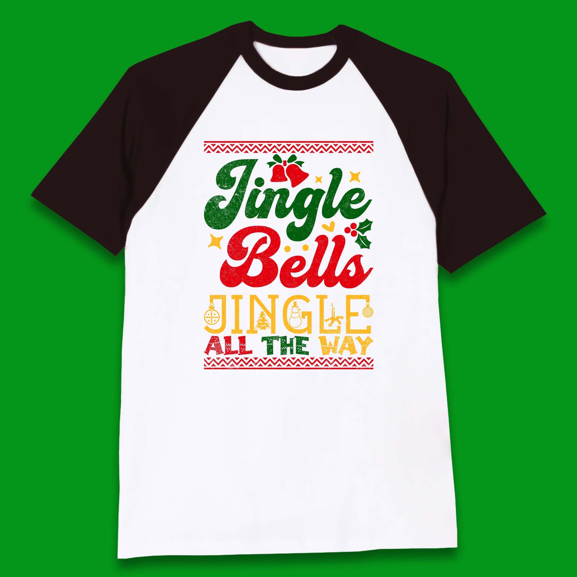 jingle bell christmas baseball t shirt
