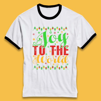 merry christmas joy to the world ringer t shirt