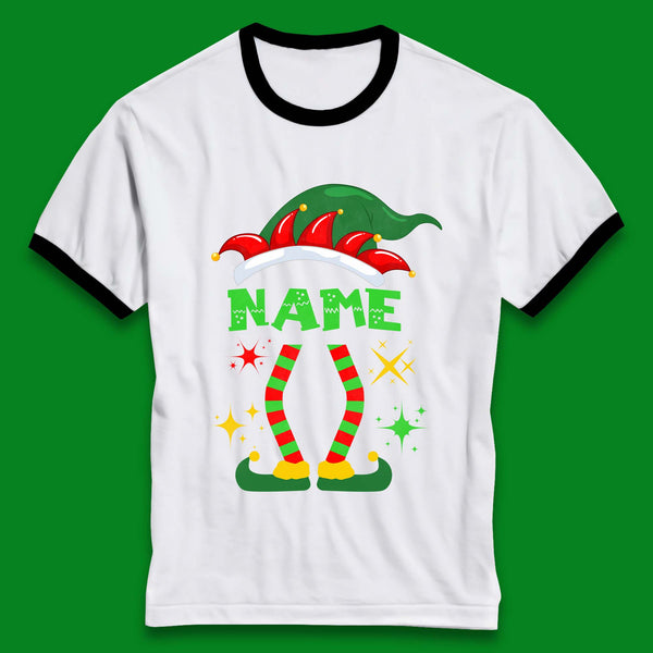 Personalised Elf Christmas Ringer T-Shirt