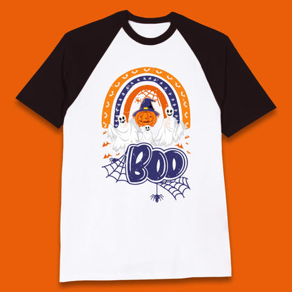 Halloween Boo Ghosts With Witch Pumpkin Scary Spooky Season Baseball T Shirt