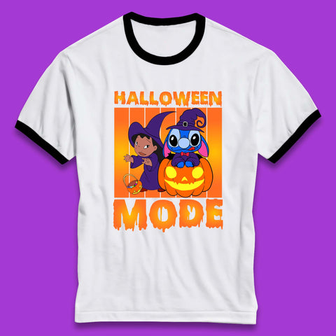 Halloween Mode Disney Lilo & Stitch Halloween Pumpkin Witch Hat Stitch Spooky Disneyland Trip Ringer T Shirt