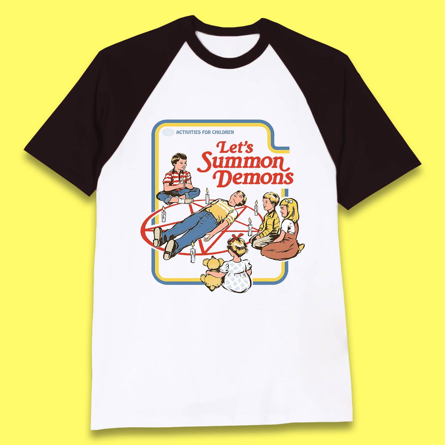 Let's Summon Demons Creepy Incantation Halloween Comic Funny Dark Humor Baseball T Shirt