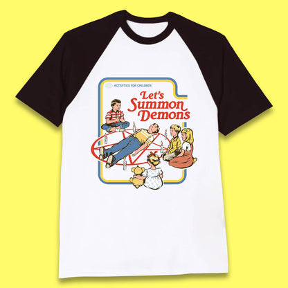 Let's Summon Demons Creepy Incantation Halloween Comic Funny Dark Humor Baseball T Shirt