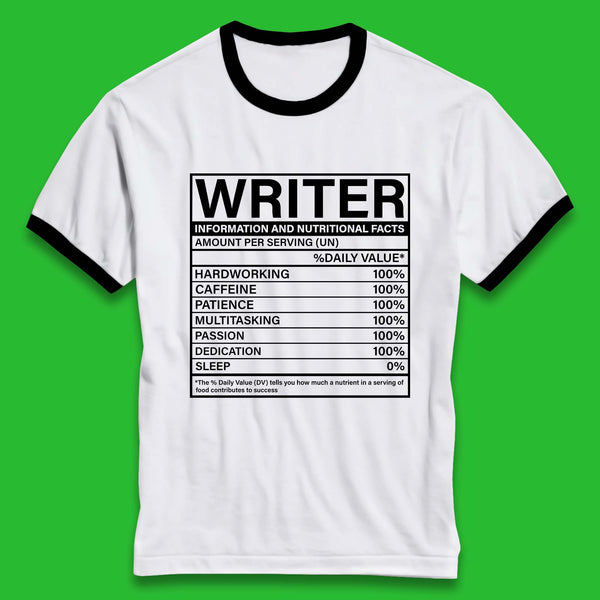 Writer Nutritional Facts Ringer T-Shirt