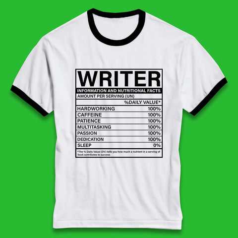 Writer Nutritional Facts Ringer T-Shirt