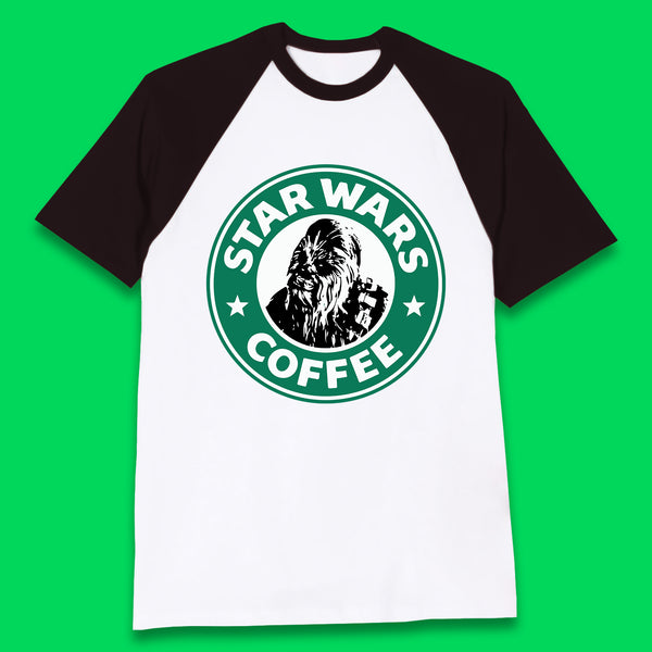 Chewbacca Star Wars Coffee Sci-fi Action Adventure Movie Character Starbucks Coffee Spoof 46th Anniversary Baseball T Shirt