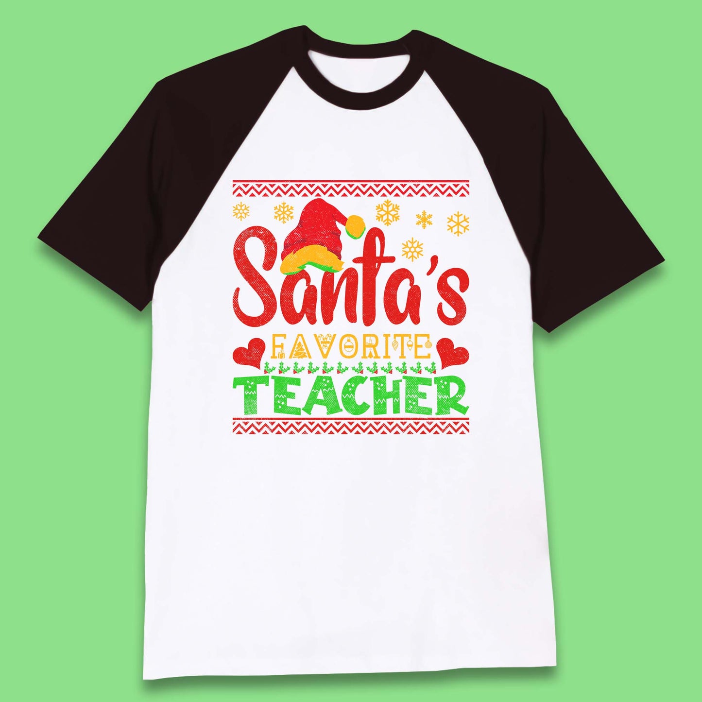 christmas santas favorite teacher baseball t shirt