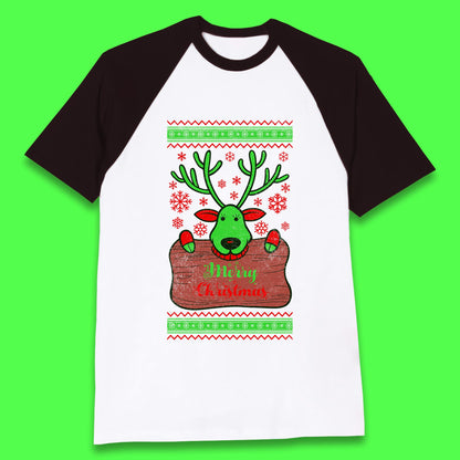 merry christmas reindeer baseball t shirt