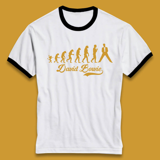 David Bowie Human Evolution Funny Tshirt English Singer Songwriter Gift Ringer Tee