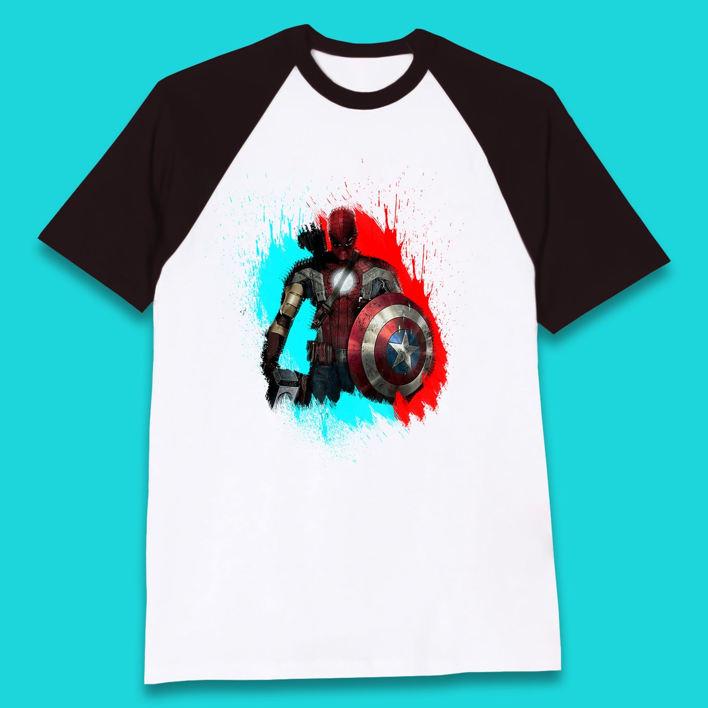 Marvel Avengers Superheroes Movie Characters Spider Man, Iron Man, Thor, Captain America Dead Pool Avengers Squad Baseball T Shirt