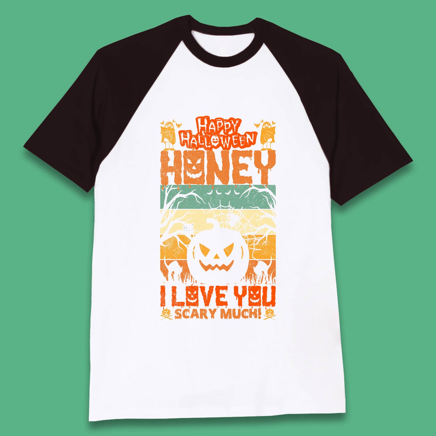 Happy Halloween Honey I Love You Scary Much Funny Halloween Scary Pumpkin Baseball T Shirt