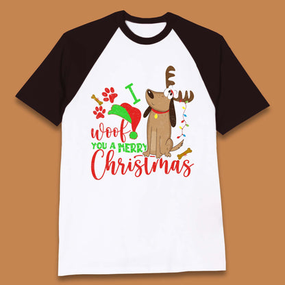 I Woof You A Merry Christmas Baseball T-Shirt